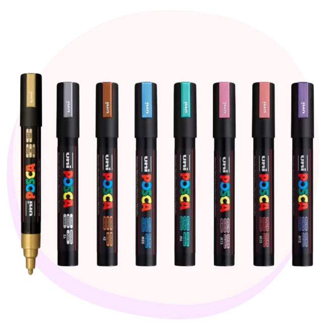 Posca Paint Pens PC5 Medium 8 Piece Metallic Colours