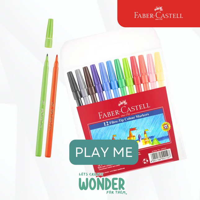 Faber Castell Fibre Tip Colouring Pens 12 Pack