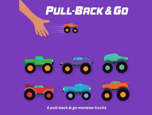 Monster Truck Car Set Pull Back & Go Learning Toy