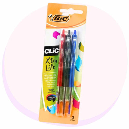 BIC Clic Ball Point Pen Assorted 3 Pack