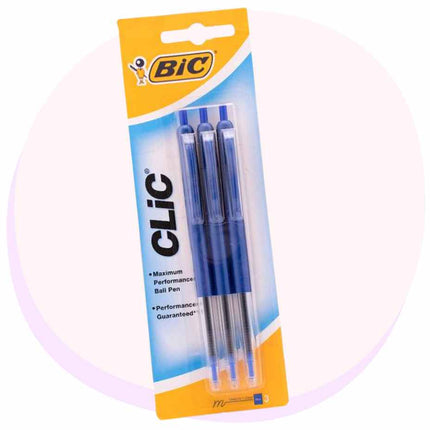 BIC Clic Ball Point Pen Blue 3 Pack