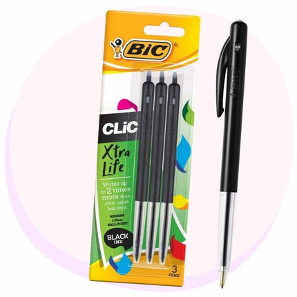BIC Clic Ball Point Pen Black 3 Pack