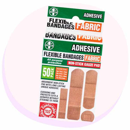 Flexible Cloth Bandanges Band Aids Mixed Sizes Pack of 50
