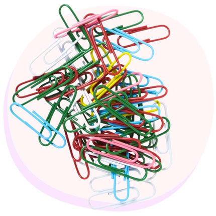 Coloured Paper Clips 90 Pack 33mm
