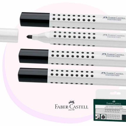 Whiteboard Markers Faber-Castell Grip Black 4 Pack | Back to School | Faber Castell 