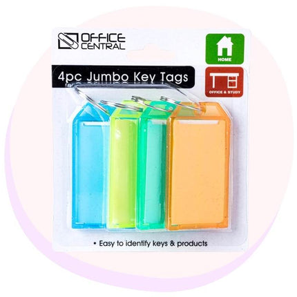 Key Tags Large Colour 6.7cm x 3.5cm 4 Pack