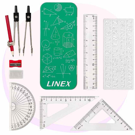 Linex Maths Geometry Set 10pc Tin