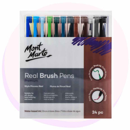 Mont Marte Real Brush Pens 24 Pc