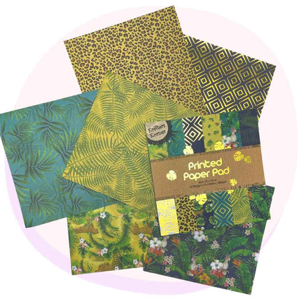 Printed Metallic Paper Pad - Scrapbooking & Cardmaking - Jungle