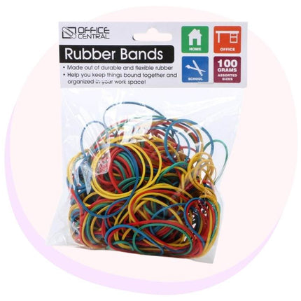 Rubber Bands Elastic Assorted Colours 100g