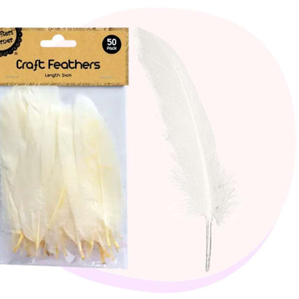 Craft White Feathers 50 Pack - 14cm