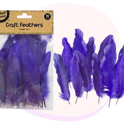 purple craft feathers 50 pack