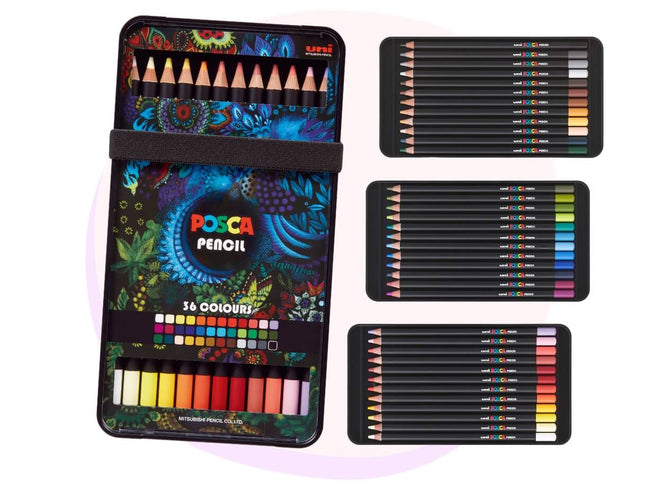 Posca Colour Pencil Set of 36 | Uniball Pencils | Premium Colouring Pencils