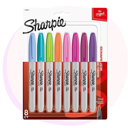 Sharpie Permanent Markers Fine Point, Fashion Pastel Colours, 8 Pack