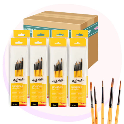 Acrylic Art Brushes Galley Quality 6pc Mont Marte - Fine Line Detail