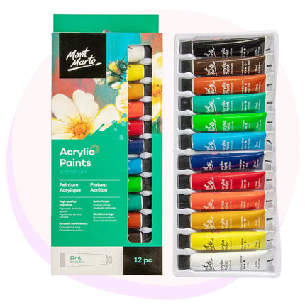 Acrylic Paint Set Mont Marte 12pc x 12ml