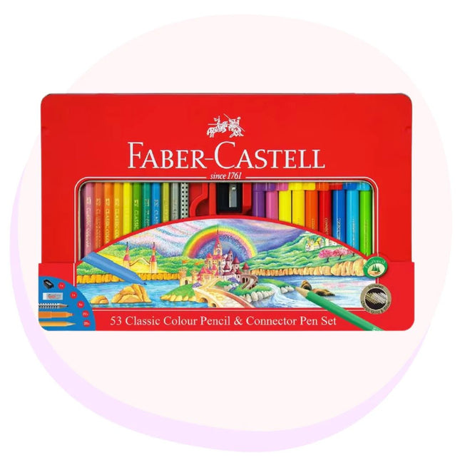 Faber Castell 53 Colour Pencil & Connector Pen Set