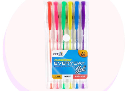 Gel Pens 6 Pack Fluorscent Colours