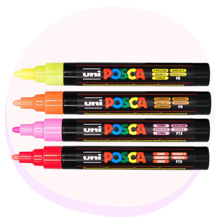 Posca Paint Pens PC 5M Medium Fluorescent 4 Pack