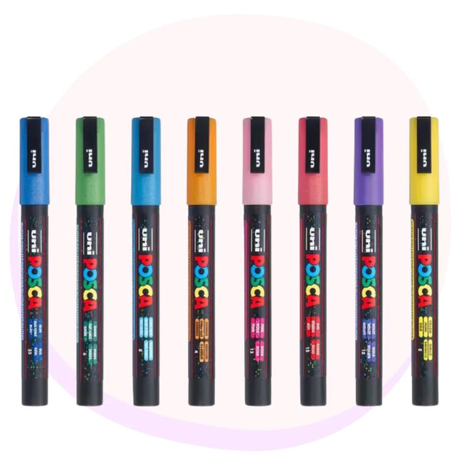 Posca Paint Pens PC-3M Paint Markers 8 Pack Glitter Colours