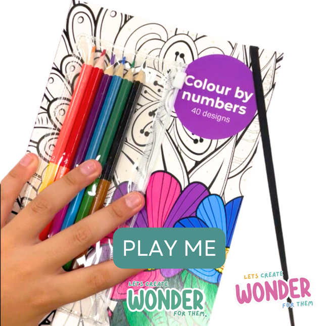 Colour by Number Colouring Book Pencils Set
