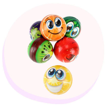 Squeezy Smiley Stress Ball Fruit Face 6.3cm