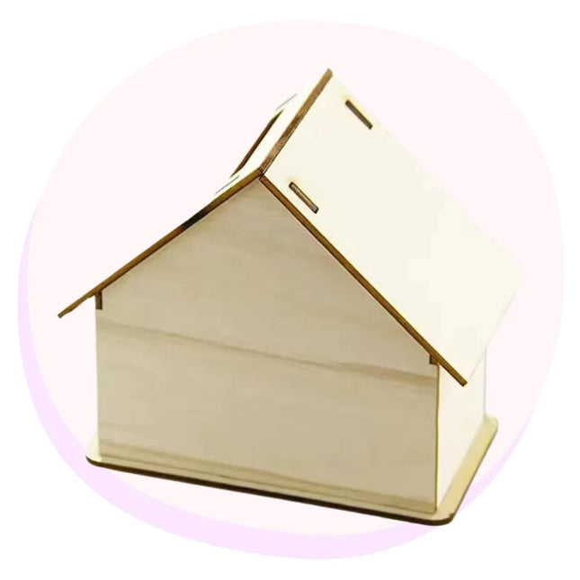 Wooden House Money Box Craft DIY