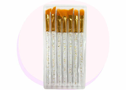 Art Paint Brush Premium Assorted Sizes Glitter Handles 7 Pack Fan brushes Angled brushes Flat brushes Thick paint brush handle
