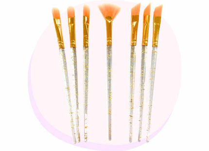Art Paint Brush Premium Assorted Sizes Glitter Handles 7 Pack Gold Handle
