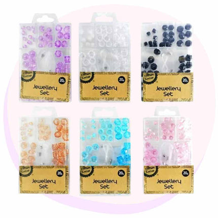 Jewellery Bead Box Kit - Coloured Translucent Crystal Beads 20g
