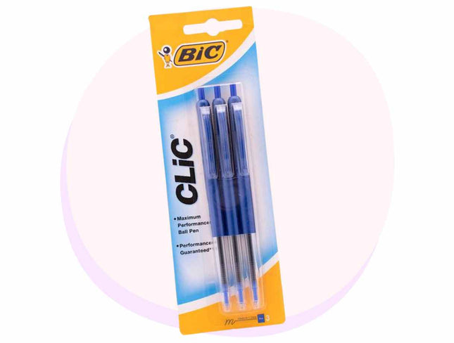 BIC Clic Ball Point Στυλό Μπλε 3 Συσκευασία