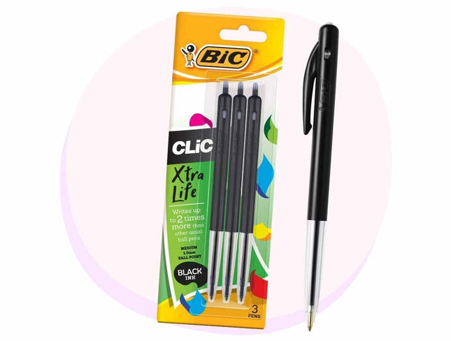 BIC Clic Ball Point Pen Black 3 Pack