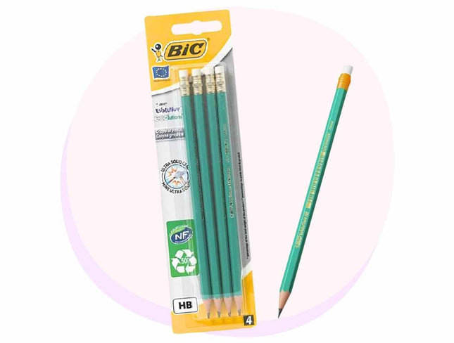BIC Evo Eco HB Pencils With Eraser 4 Pk