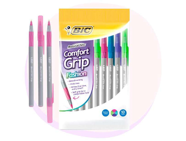 Bic Ballpoint Pen Comfort Grip Fashion Assorted Colours 10 Pack