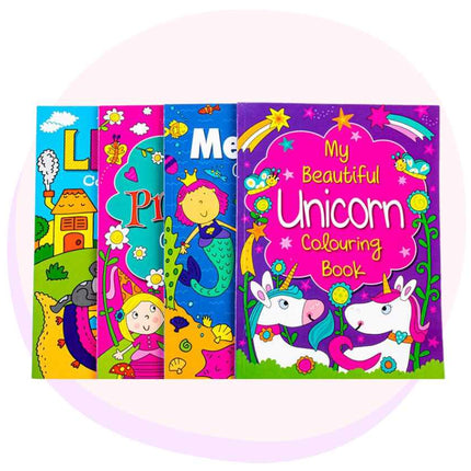 Unicorns Mermaids Princess Book Colouring party bag fillers