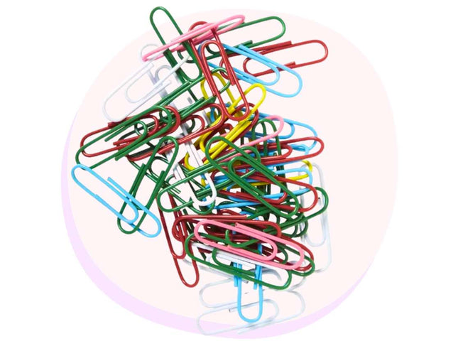 Coloured Paper Clips 90 Pack 33mm