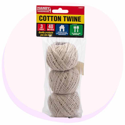 Cotton Twine 1.5mm Width 40m Length 3 Pack