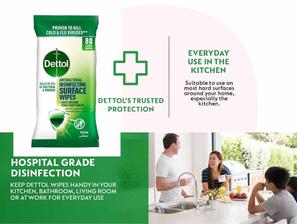 Dettol Hospital Grade Disinfectant Surface Cleaning Wipes Fresh