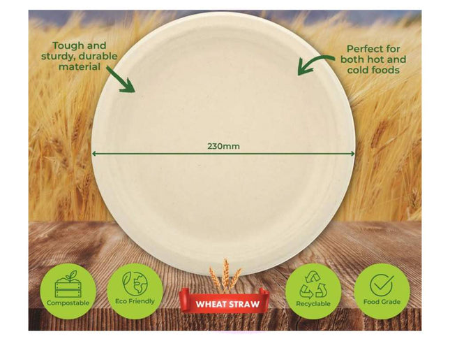 Eco- Friendly Wheat Straw Round Dinner Plates 16cm 30 Pack