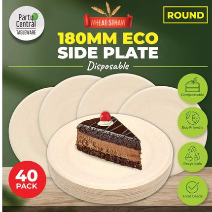 Eco- Friendly Wheat Straw Round Dinner Plates 18cm 40 Pack