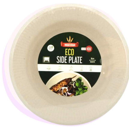 Eco- Friendly Wheat Straw Round Dinner Plates 18cm 40 Pack