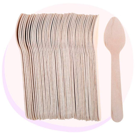 Eco-Friendly Disposable Wooden Teaspoon 50 Pack
