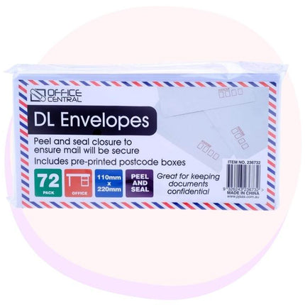 Envelope DL 110 x 220mm 72 Pack