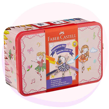 Faber-Castell Vibrant Connector Pen Colour Marker Music Box Tin of 20