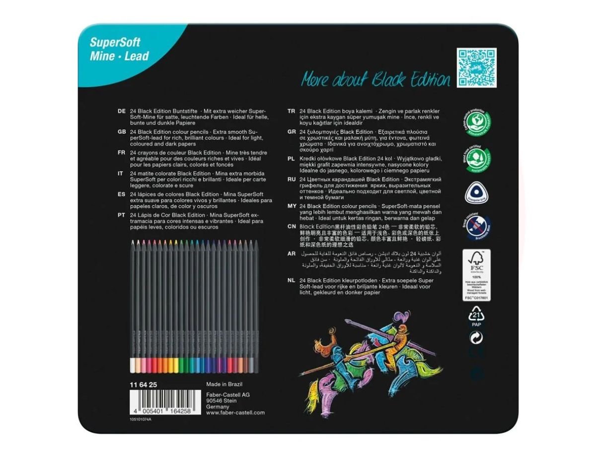 Faber-Castell Black Edition - SuperSoft Colouring Pencils - Choose Pack  Size