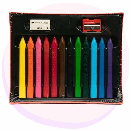 Faber Castell Grip Erasable Crayon Asstd 12 Pack
