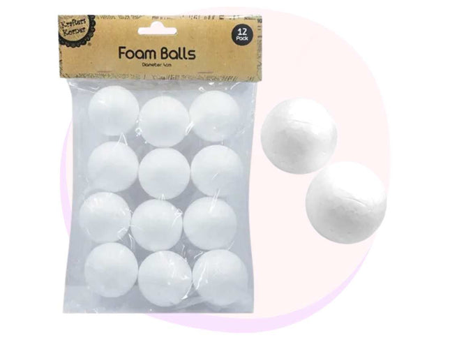 Foam 4cm Balls Craft 12 Pack