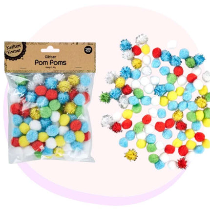 Glitter Pom Pom 100 Pack