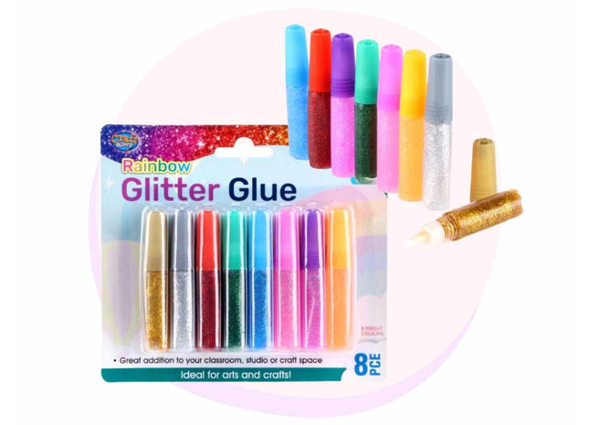 6 x Jumbo Glitter Glue 21g Pen for Kids Arts Crafts Scrapbook - Assorted  Colours