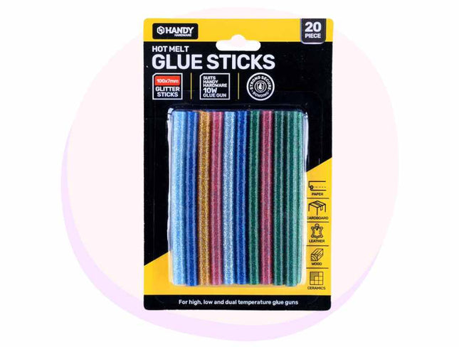 Glue Gun Refilll Sticks Glitter 10W 100mm x 7mm 20 Refills